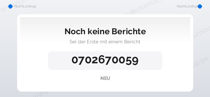 Nummerninformation für 0702670059