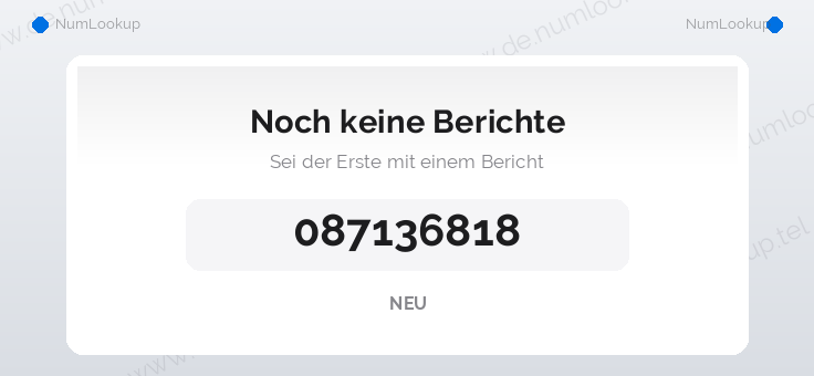 Nummerninformation für 087136818