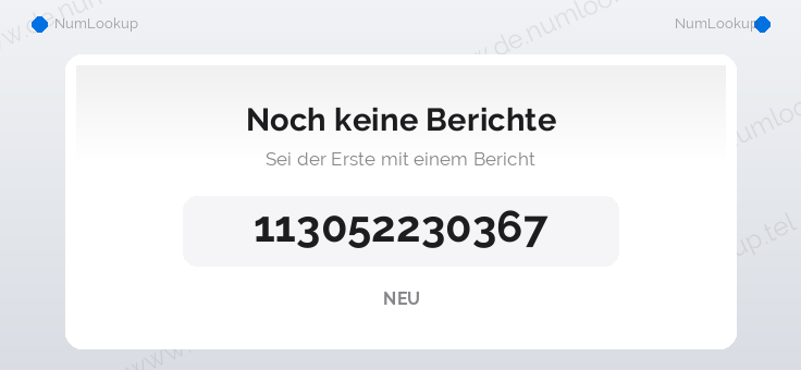 Nummerninformation für 113052230367