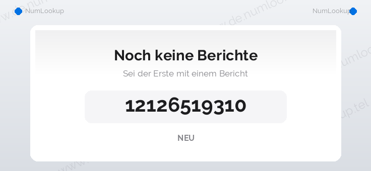 Nummerninformation für 12126519310