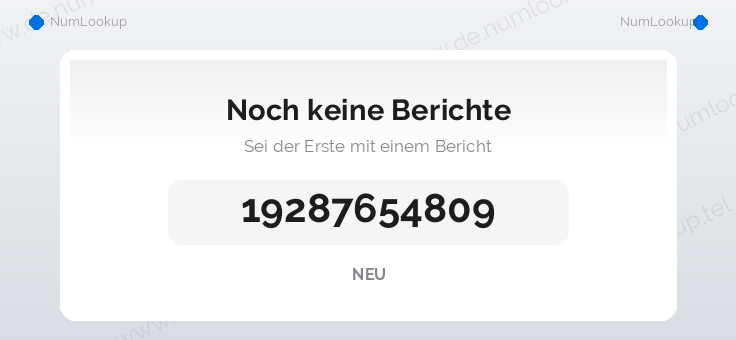 Nummerninformation für 19287654809