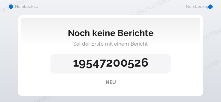 Nummerninformation für 19547200526