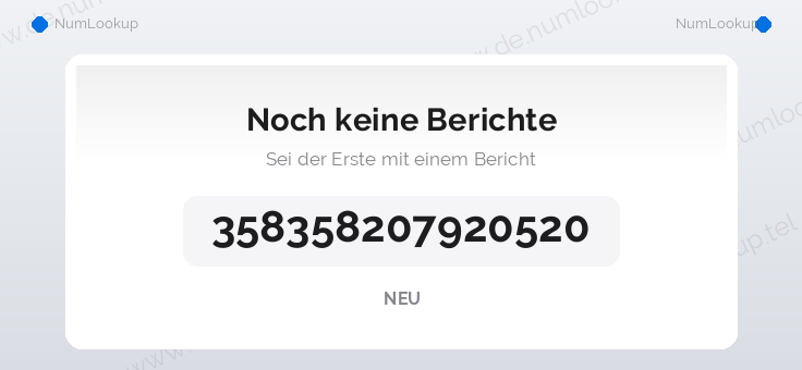 Nummerninformation für 358358207920520