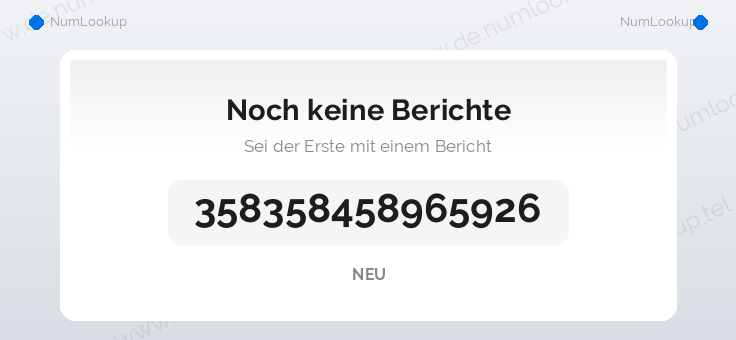 Nummerninformation für 358358458965926