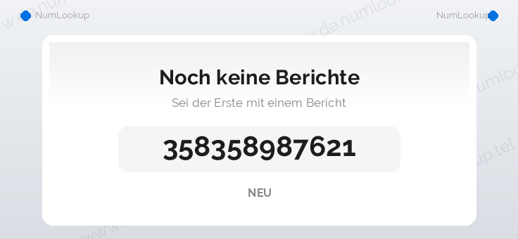 Nummerninformation für 358358987621
