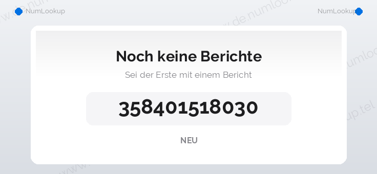 Nummerninformation für 358401518030