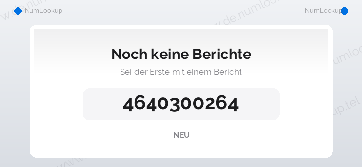 Nummerninformation für 4640300264