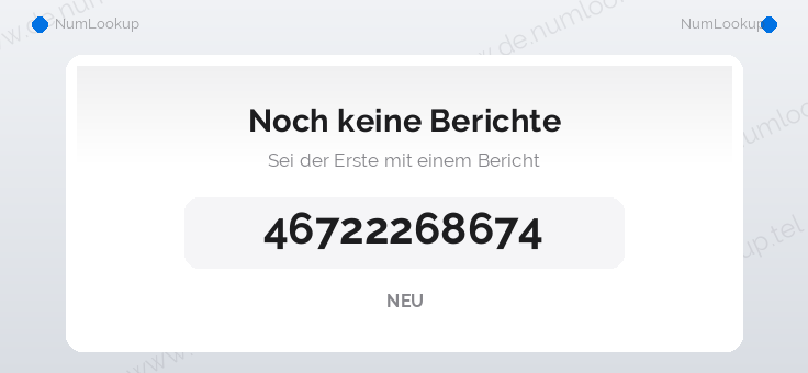 Nummerninformation für 46722268674