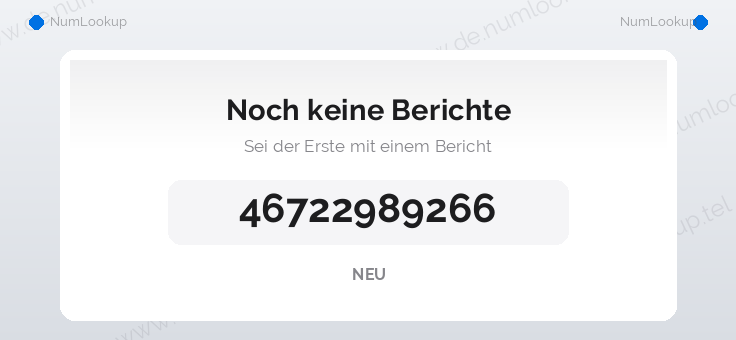 Nummerninformation für 46722989266